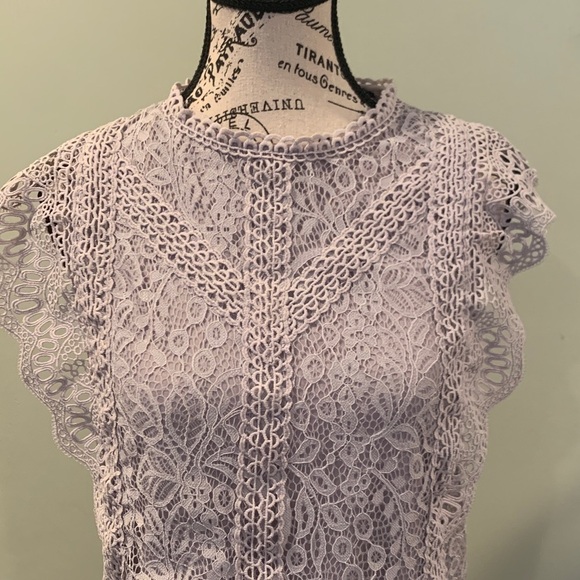 Cable & Gauge Lavender-Gray Lace Sleeveless Top Women’s Small - Picture 5 of 9